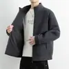 Casaco Cardigan de Lã para Outono e Inverno Masculino, Jaqueta Versátil de Moda Casual em Lã Polar com Gola Alta Masculina, Casaco Masculino