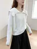 Suéter de punto liso estilo francés con solapa y manga larga para mujer, nuevo top de punto suave de terciopelo de imitación de visón, otoño e invierno 2026
