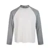 Eme Camiseta Básica Casual Retro de Manga Longa em Lã Merino com Gola Redonda e Manga Raglan para Homens e Mulheres