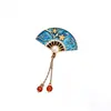 Nuevo Broche de Esmalte Chino Retro Fénix Pipa Abanico Flor Pin Accesorios Hanfu Qipao Broche de Tendencia Nacional