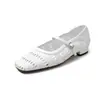 Sapatos Mary Jane Vazados Tecidos Femininos Raso Sapatos de Salto Baixo Primavera Verão Novo Bico Quadrado Fivela Única Bico Quadrado Salto Baixo Sapatos de Festa