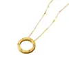 Collar Redondo con Disco Chapado en Oro de 18 Quilates, No se Desvanece, Cadena Elegante para Clavícula, Collar de Acero de Titanio de Alta Gama de Lujo con Circonita Redonda para Mujer