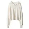 Sudadera de Cachemira para Mujer 100% Cachemira Pura Suéter Cardigan Tejido para Mujer Otoño e Invierno Holgado Combinable Color Sólido Ropa Exterior