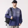 F5626 Talla Grande Hombre Otoño e Invierno Nuevo Producto 420g Sudadera con Lavado Pesado y Degradado para Hombre con Estampado de Letras Holgado
