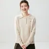 Camisa de Punto de Cachemira para Mujer Solapa Tres Capas Engrosada Otoño e Invierno Suave y Pegajosa Top de Temperamento Capa Interior Suéter con Cuello POLO