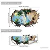 Novos Adesivos de Parede 3D com Cenário de Pôr do Sol em Ilha Quebrando a Parede para Decorar Sala de Estar e Fundo de Quarto, Adesivos de Parede Autoadesivos para Decoração de Casa