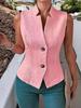 2026 Europea y Americana Amazon Transfronterizo Nuevo Estilo para Mujer Chaleco sin Mangas con Botones y Cuello en V Top de Chaqueta para Mujer