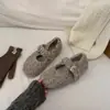 Sapatos Peludos com Estampa de Leopardo para Mulheres, Novos Mocassins Quentes Outono e Inverno 2025, Estilo Mary Jane com Adição de Algodão Peludo