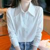 2025 Primavera e Outono Nova Camisa de Manga Longa Moda Camisa Elegante Elegante Casual Camisa de Lapela Cem Torres Top