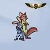 Broche fofo de desenho animado coelho xerife e seu amigo raposa moda criativa acessórios para roupas bolsa distintivo
