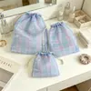 Bolsa de Organza a Cuadros Degradados con Cordón Almacenamiento de Joyería Bolsa Pequeña Bolsa para Dulces de Boda Bolsa con Cordón