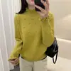 Suéter de punto para mujer con cuello semialto fruncido, cuentas florales, estilo nuevo otoño e invierno 2026, diseño holgado
