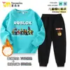Ropa Roblox Sudadera para Niños Traje de Primavera y Otoño Niños Dibujos Animados Top Holgado Pantalón Deportivo Conjunto de Dos Piezas