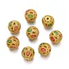 Cuentas de Gota de Aceite de Cobre, Cuentas de Hoja de Gota de Aceite de Oro Antiguo, Cuentas Huecas con Patrón de Nube, Cuentas para Bordar, Cuentas Sueltas para Pulsera y Collar Hechos a Mano para DIY
