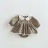 Nuevo Vestido de Otoño para Niñas: Mono Dulce para Bebé de Manga Larga a Cuadros con Cuello de Muñeca de Princesa Linda