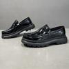 Zapatos de Vestir de Piel de Vacuno de Primera Capa con Suela Gruesa para Hombre, Ligeros, Casuales, Tipo Mocasín, Zapatos de Cuero Slip-on de Negocios para Hombre