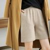 Pantalones cortos de cachemir gruesos de Otoño e Invierno para mujer, pantalones de punto cortos, estilo casual holgado perezoso, prenda exterior recta, entrega de una pieza