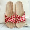 Nuevas Zapatillas de Lino para Cuatro Estaciones 2022 Zapatos de Suela Suave para el Hogar Zapatillas Cruzadas de Primavera y Otoño Estilo Coreano Venta al por Mayor