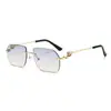 Nuevas Gafas de Sol Metálicas Biseladas Sin Marco de Moda, de Alta Gama para Mujer, Versátiles para Viajes Casuales, Estilo Retro Europeo y Americano