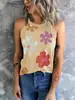 Regata Casual Solta de Gola Halter Estilo Europeu e Americano para Mulheres, Nova Estampa Floral Sem Mangas de Verão 2026 para Mulheres