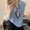 Bufanda de Seda con Solapa de Comercio Exterior Corbata Top de Punto para Mujer 2026 Nuevo Popular Verano Chaleco Delgado sin Mangas Top de Punto
