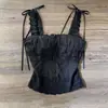 Colete Renda Vintage Francês Resistente Costas Abertas Design de Verão Feminino Cintura Marcada Emagrecedor Top Hot Girl