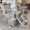 Silla de Salón Reclinable con Altura Ajustable para Cortes de Cabello, Giratoria y Adecuada para Teñido de Cabello, Hecha de Acero Inoxidable