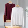 2026 Nuevos Tops para Mujer Tejido de Lana Tencel Cuello en V Suave Manga Larga Antibacteriano Relajado Camiseta de Manga Larga
