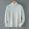 Suéter Grueso Cálido de Alta Calidad para Hombre 100% Lana con Cuello Semi Alto, Capa Base Amigable con la Piel