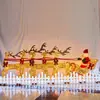 Decoraciones Navideñas Grandes en el Centro Comercial, Hermosas Escenas de Exhibición, Adornos Luminosos de Reno y Trineo con Purpurina Navideña