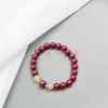 Pulsera de Loto Arena Dorada Púrpura Natural de Alto Contenido Estilo Influencer, Pulsera de Loto Rojo Cinabrio, Calcedonia al por Mayor