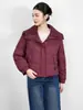 2515611-90 Chaqueta corta de plumón de pato blanco con solapa de punto para personas pequeñas, engrosada, cálida, moda de invierno para mujer