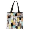 Bolsa Tote Gato Desenho Animado, Bolsa de Ombro Feminina Grande Capacidade em Poliéster Estampado, Bolsa de Compras Dupla Camada para Passeios, Bolsa Transversal Versátil