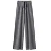 Pantalones de Pierna Ancha 100% Lana Merino Australiana para Mujer Otoño Invierno Pantalones Rectos con Caída Suaves como Cachemir Blancos de Largo hasta el Suelo