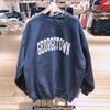 Sudadera Pulóver Estilo BM Estilo Nuevo Americano GeorgeTown Estampado con Letras azul marino Sudadera Holgada de Cuello Redondo Bm para Mujer