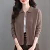 Cárdigan abrigo de moda estilo coreano 2026 para mujer, nueva colección primavera y otoño, cárdigan de punto grueso con solapa, estilo corto