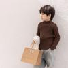 [Em estoque] Suéter infantil masculino de cor sólida com gola alta e elástico casaco de inverno infantil tricô espesso para bebês meninas