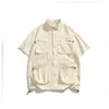 BLACKARMADA Chaqueta Estilo Montaña para Exteriores Camisa de Trabajo Retro Multibolsillos Holgada de Manga Corta para Hombre SD850