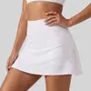 Juyitang saia plissada anti-exposição feminina de gelo falsa duas peças saia esportiva cintura alta elástica plus size saia evasê