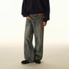 North Boundary Ropa para Hombre Estilo Americano Marca de Tendencia Otoño 2025 Nuevo Jeans de Pierna Ancha Recto Lavado Vintage Desgastado Deconstruido