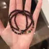 Pulseira de Contas de Madeira com Design Único em Formato de Círculo Duplo, Estilo Vintage Chinês, Sucesso de Vendas, Perfeita como Presente para Casais, Venda por Atacado para o Festival Qixi