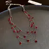 Collar Transfronterizo Europeo y Americano Multicapa de Gota de Agua con Circonita Super Brillante, Cadena para Suéter Versátil de Lujo Ligero de Nicho, Collar de Moda Retro para Mujer