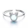 Anillo de Gato de Cristal Azul Imitación Chunxiao Anillo Abierto Creativo Personalizado Regalo para Estudiante Gatito Diamante Brillante