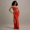Vestido Tubinho Sexy de Verão Europeu e Americano Transfronteiriço 2025 de Um Ombro Só Sem Costas com Alças Pregueado Cor Pura Moda Saia Longa