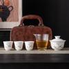 Conjunto de chá de viagem uma chaleira de três xícaras de porcelana branca kung fu tigela para convidados rápidos atividades de negócios da empresa hotel banco presente companheiro