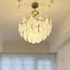 Lámpara Colgante de Cristal Nube Perla Estilo Francés Lujo Ligero, Lámpara Sencilla y Acogedora para Sala de Estar y Dormitorio, Iluminación Ambiental para Comedor de Villa