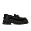Mocasines Bella Manor de Cuero Genuino de Capa Superior con Suelas Gruesas, Estilo Arco del Triunfo, Zapatos Redondos con Hebilla Dorada para Mujer, Mismo Estilo
