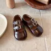 Zapatos de piel para niños estilo coreano, nuevos modelos de primavera y otoño, zapatos Mary Jane para niñas, zapatos de corte bajo de rendimiento, elegantes zapatos de princesa para bebés