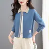 Nueva Colección Primavera y Otoño 2026: Cárdigan de Punto Tweed Estilo Francés para Mujer con Cierre de Cremallera y Colores Contrastantes