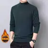 Camiseta de Manga Larga con Cuello Mock de Terciopelo Doble Cara para Hombre Adolescente, Forro Polar, Camiseta Base Engrosada, Ropa Interior, Cuello Medio, Ropa Interior Cálida